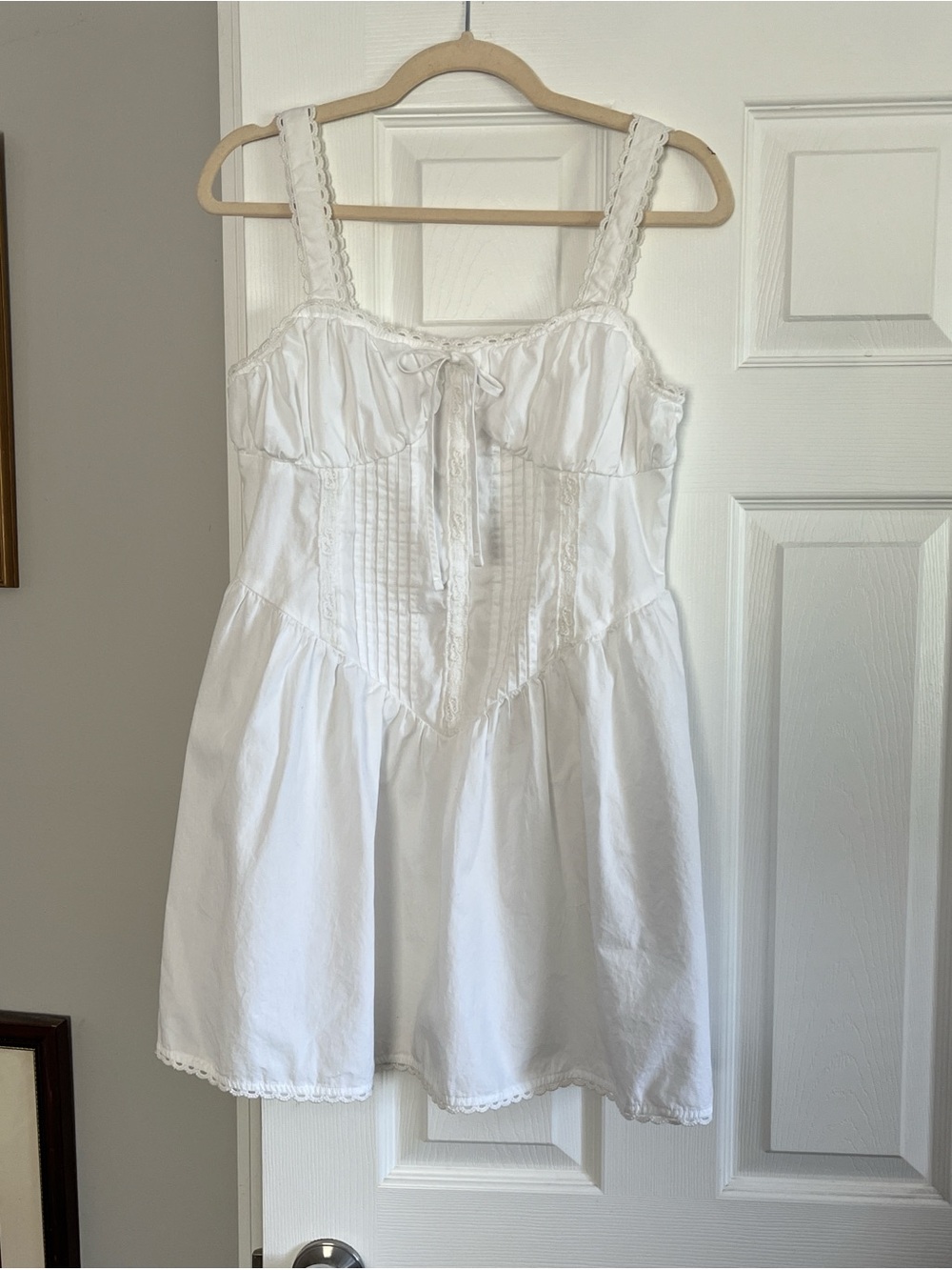 ASOS White Milkmaid babydoll corset Mini Sundress with Tie-Front Bodice
